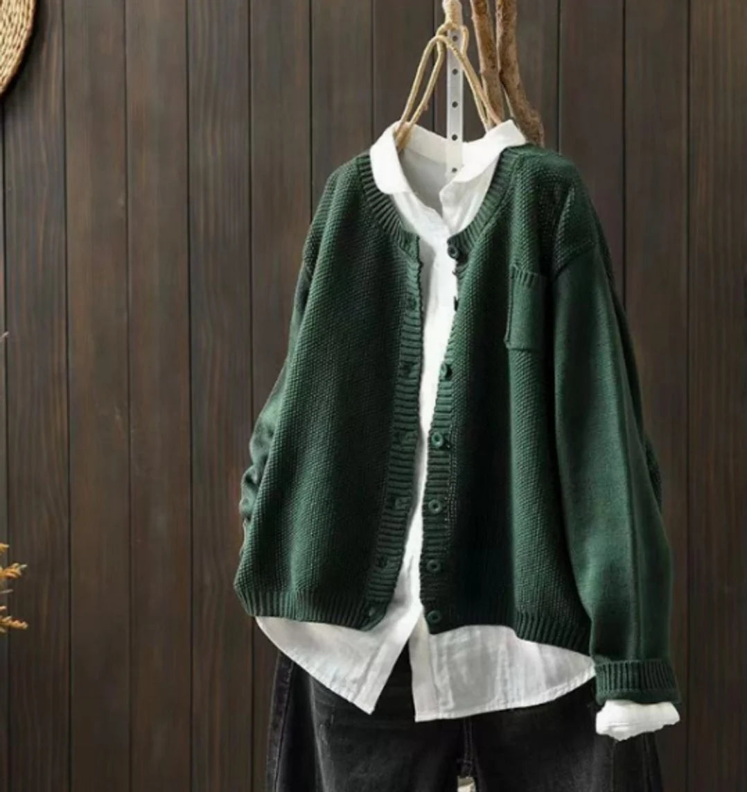 Luisa | Damen Oversize Strick-Cardigan mit Knopfleiste und Taschen