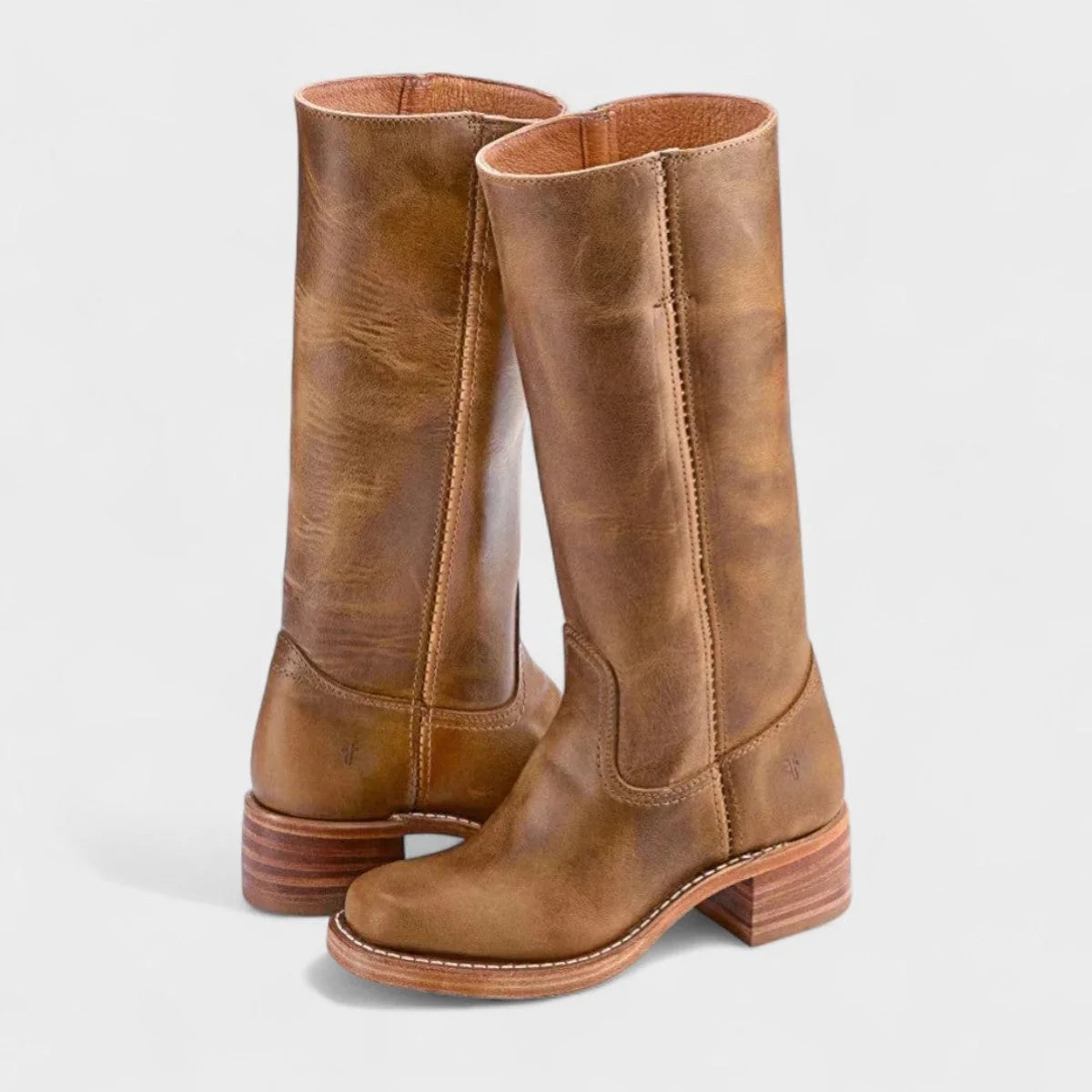 Mia | Damen Kniehohe Lederstiefel im klassischen Western-Stil