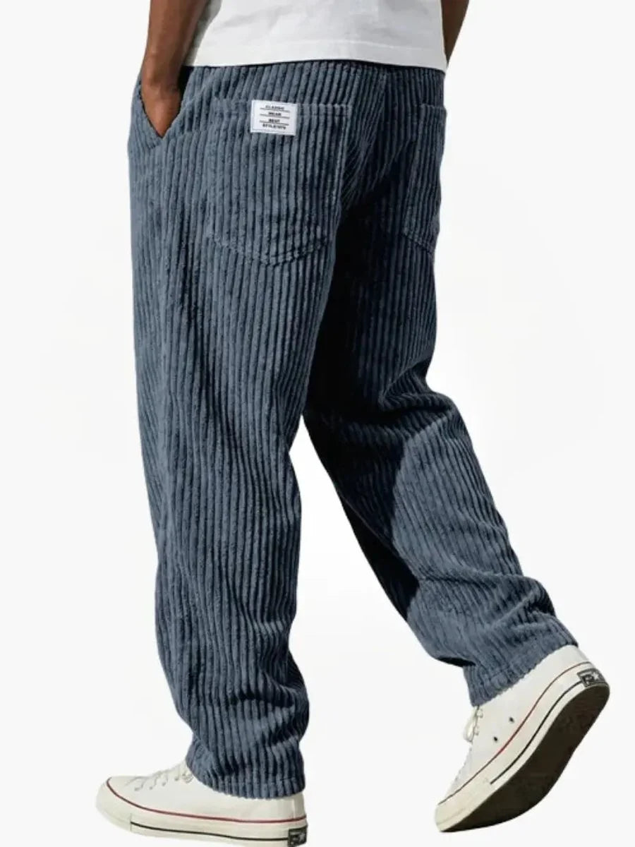 Moritz | Herren Lockere Cord-Hose mit Elastikbund Gerade Passform