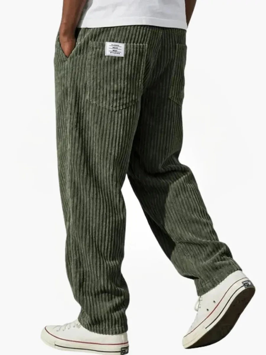 Moritz | Herren Lockere Cord-Hose mit Elastikbund Gerade Passform