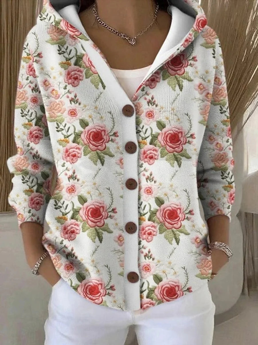 Nuana | Cassidy Strickjacke Damen Bunt Geknöpfte Hoodie Cardigan