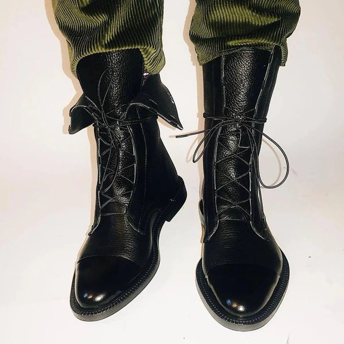 Nuana Charlotte | Stiefeletten Damen Vintage Schnürer Öko-Leder Knöchelboots