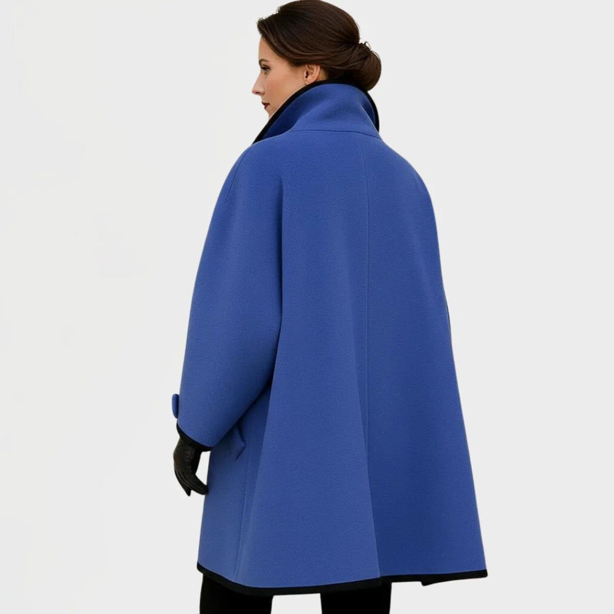 Nuana Clara | Eleganter Damen Mantel mit Kontrastkanten Knopfverschluss