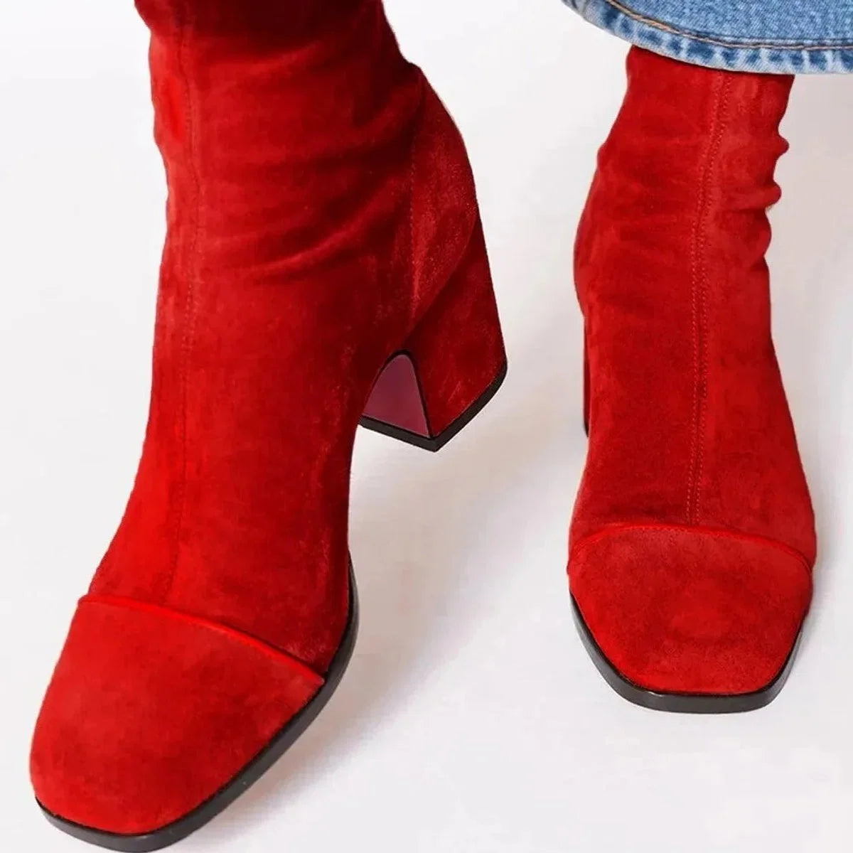 Nuana | Damen Ankle Boots Velours Blockabsatz Leopardenmuster Kappe Reißverschluss