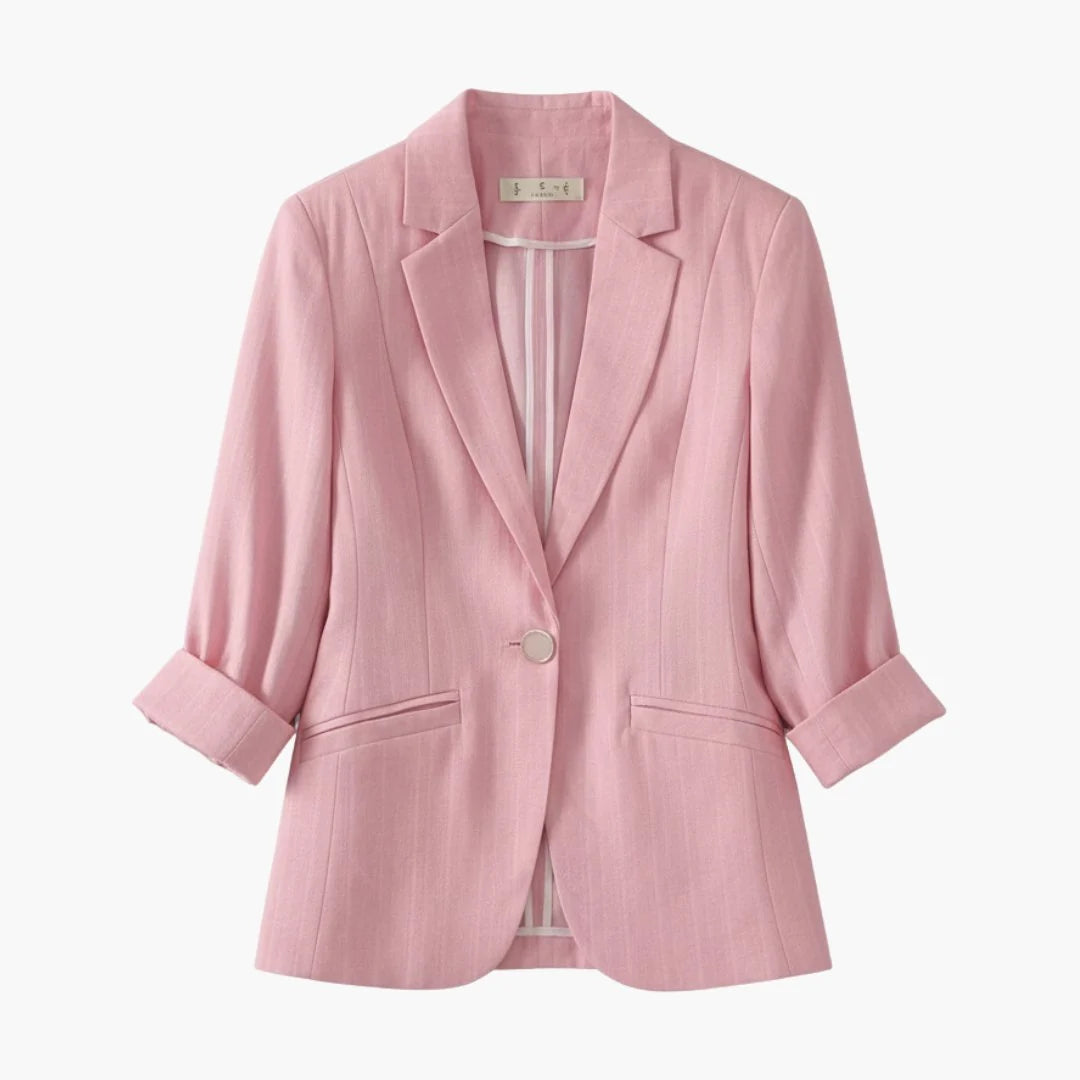 Nuana | Damen Dreiviertelarm Leinen Blazer mit Einzelknopf