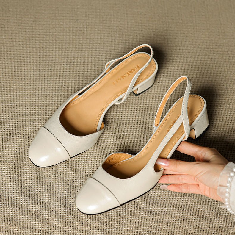 Nuana | Damen Echtleder Slingback-Pumps mit Mandelspitze