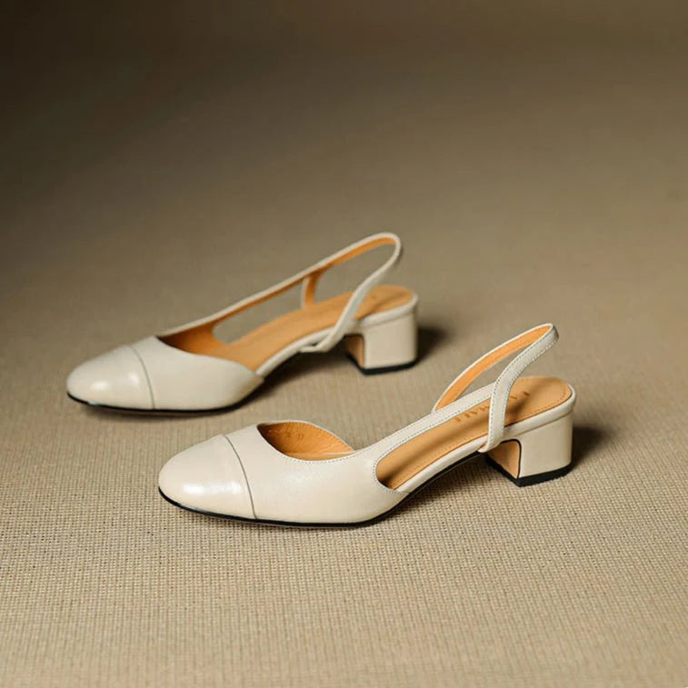 Nuana | Damen Echtleder Slingback-Pumps mit Mandelspitze
