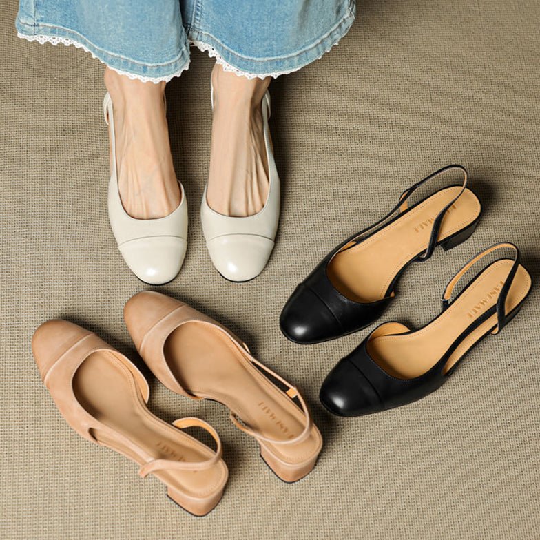 Nuana | Damen Echtleder Slingback-Pumps mit Mandelspitze