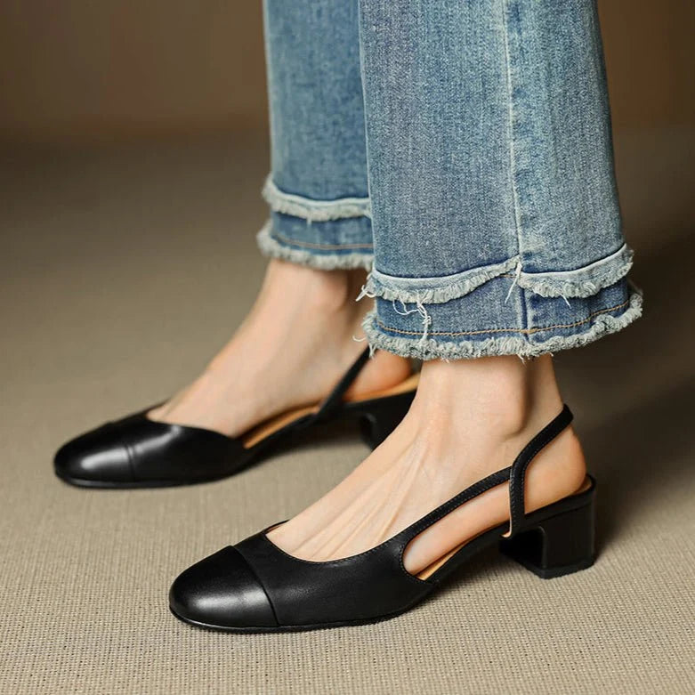 Nuana | Damen Echtleder Slingback-Pumps mit Mandelspitze