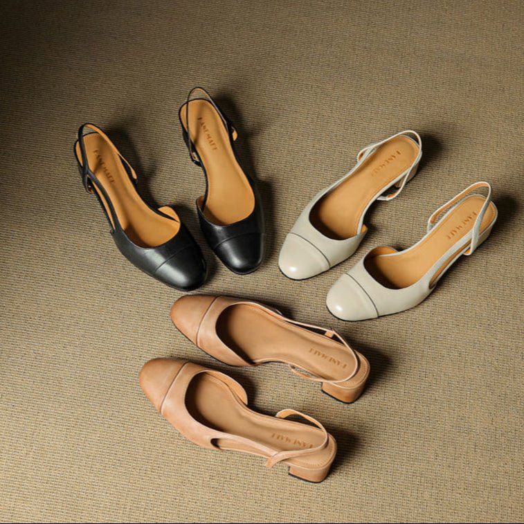 Nuana | Damen Echtleder Slingback-Pumps mit Mandelspitze