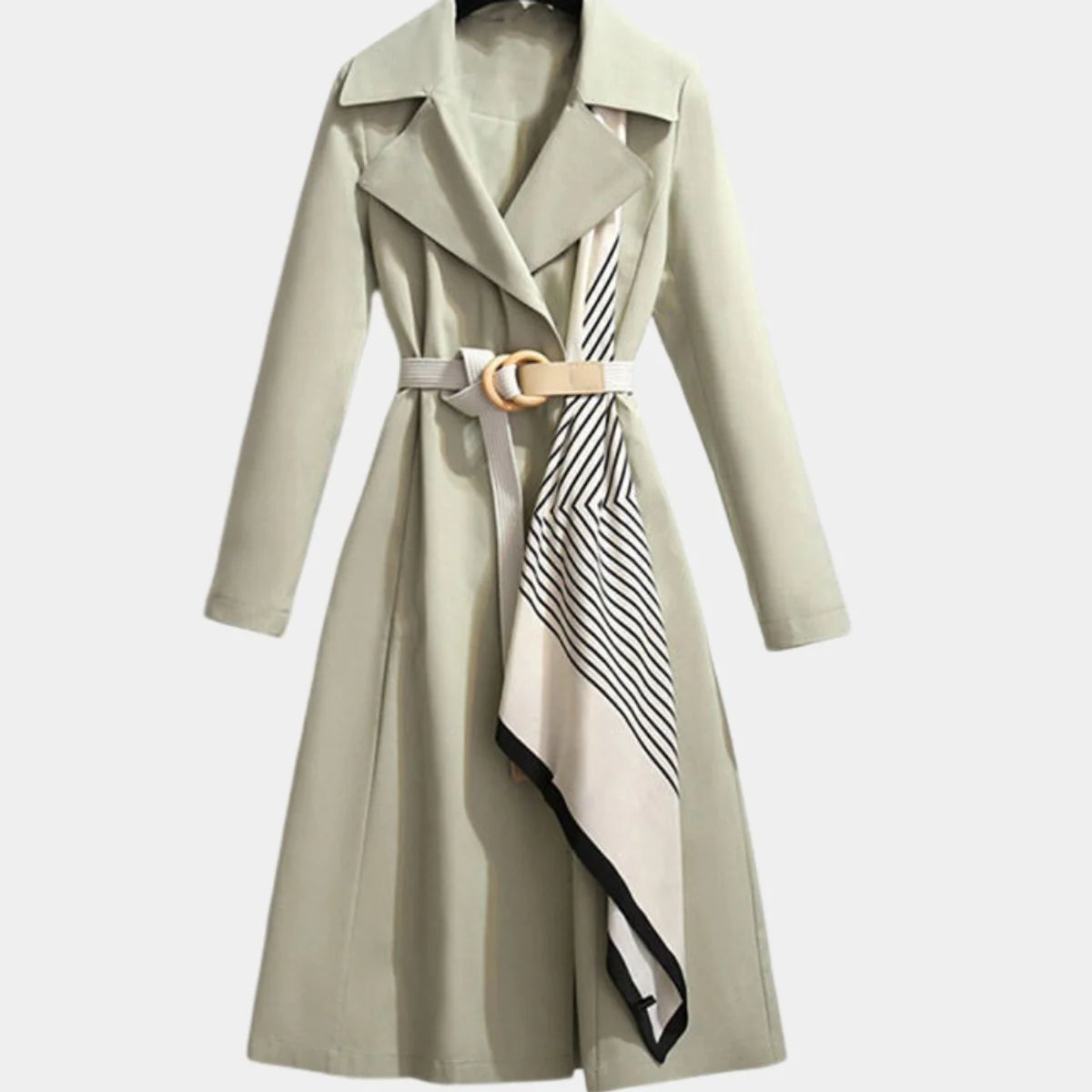 Nuana | Damen Eleganter Gürtel-Trench Coat Klassischer Midi-Schnitt