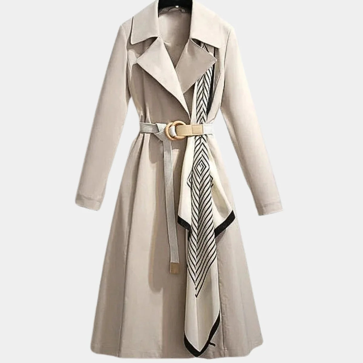 Nuana | Damen Eleganter Gürtel-Trench Coat Klassischer Midi-Schnitt