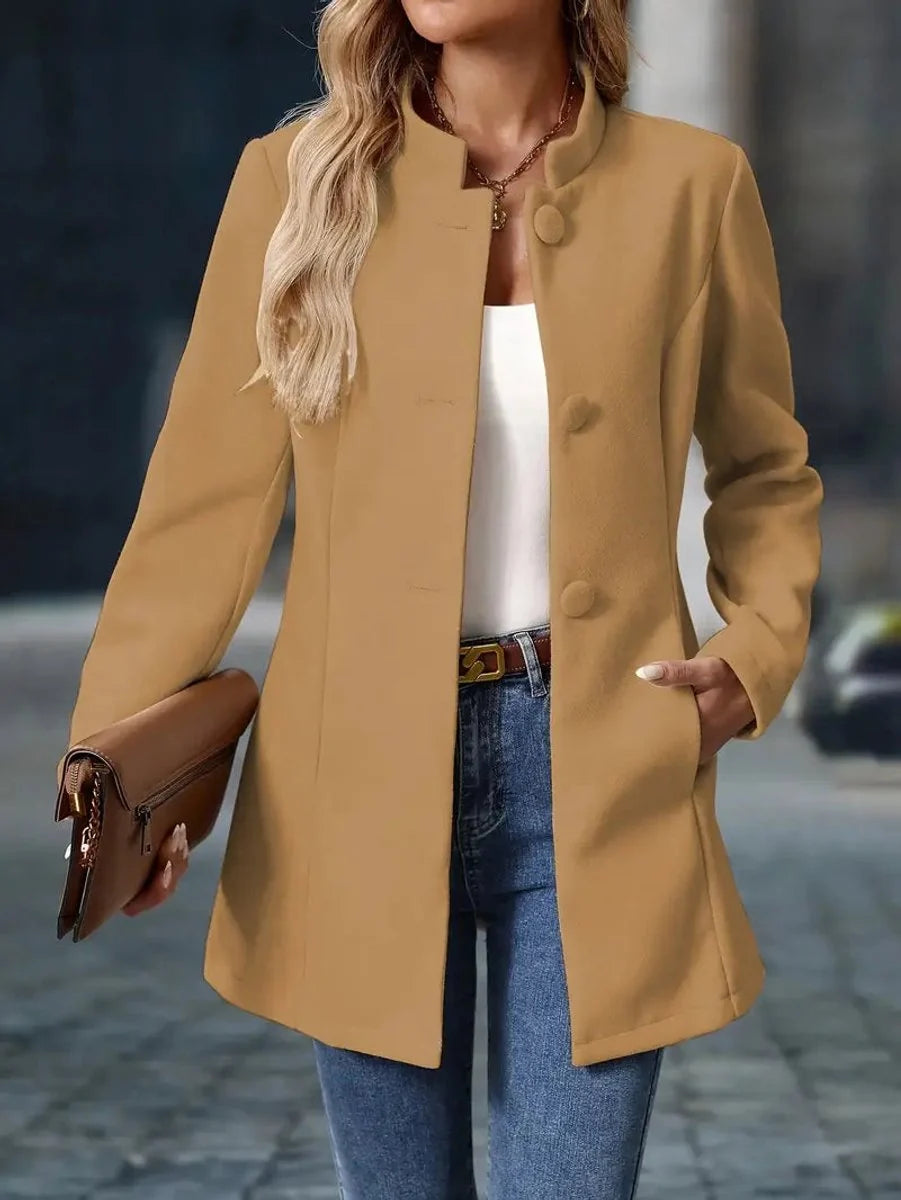 Nuana | Damen Eleganter Stehkragen Women Coat Figurbetonter Blazer