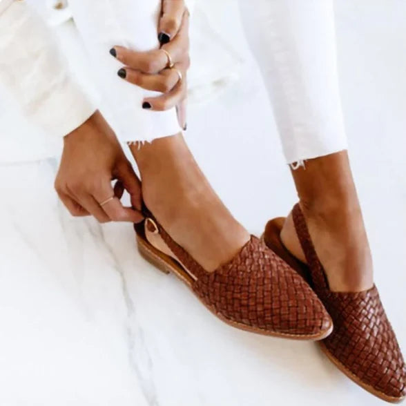 Nuana | Damen Frühlings Geflochtene Slingback-Ballerinas