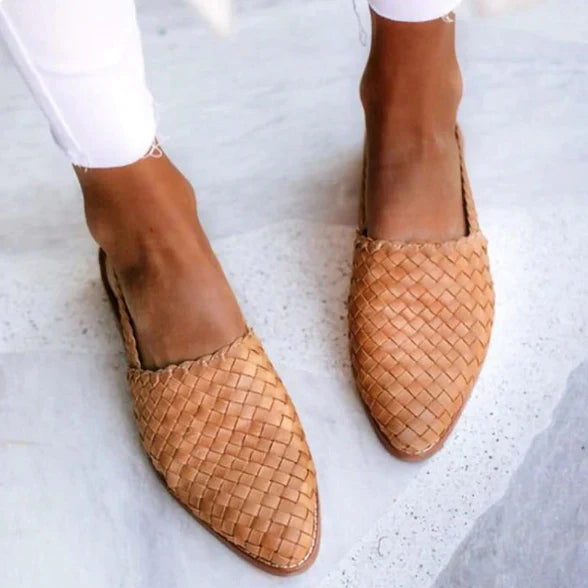 Nuana | Damen Frühlings Geflochtene Slingback-Ballerinas