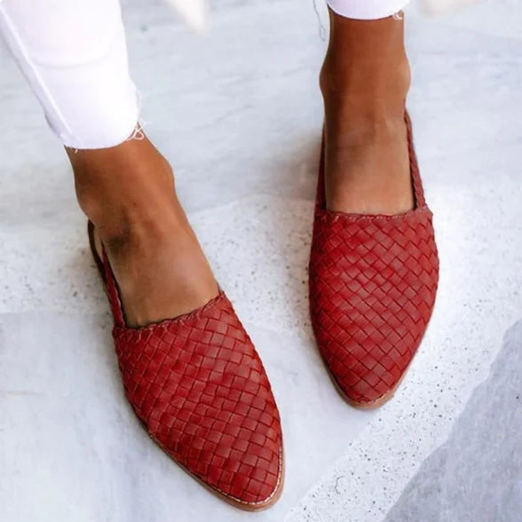 Nuana | Damen Frühlings Geflochtene Slingback-Ballerinas