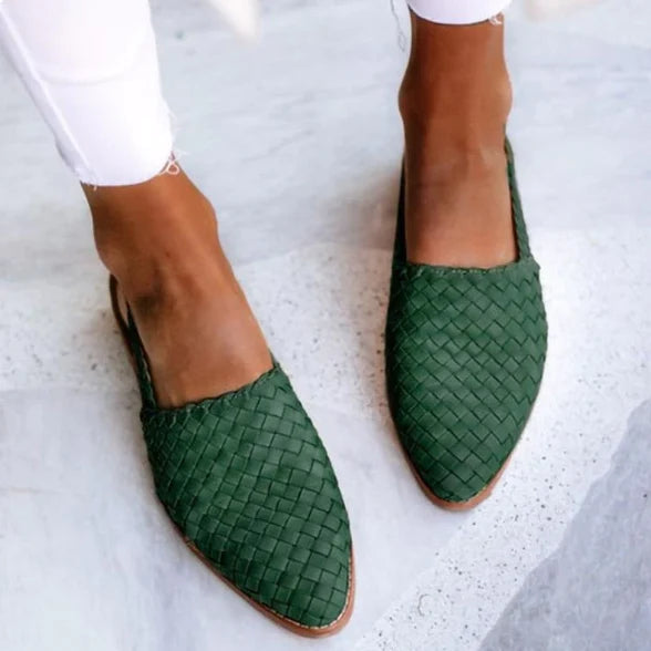 Nuana | Damen Frühlings Geflochtene Slingback-Ballerinas