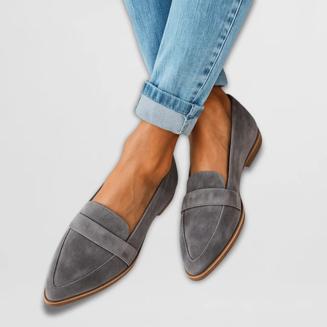 Nuana | Damen Frühlings Spitz Zulaufende Wildleder Loafer