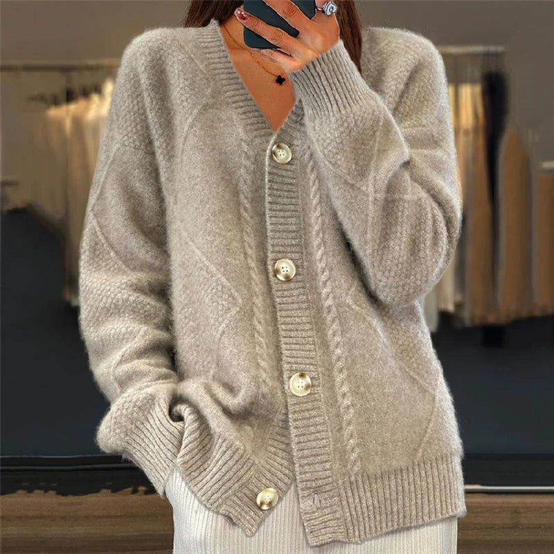 Nuana | Damen Gemütliche Strickjacke mit langen Ärmeln