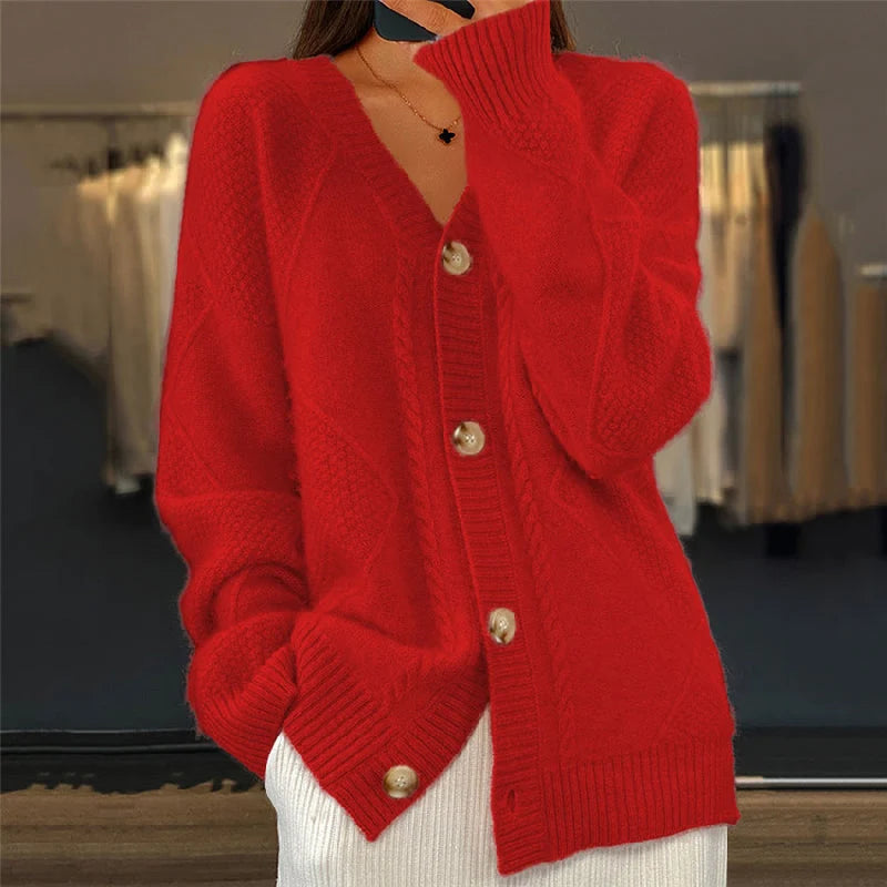 Nuana | Damen Gemütliche Strickjacke mit langen Ärmeln
