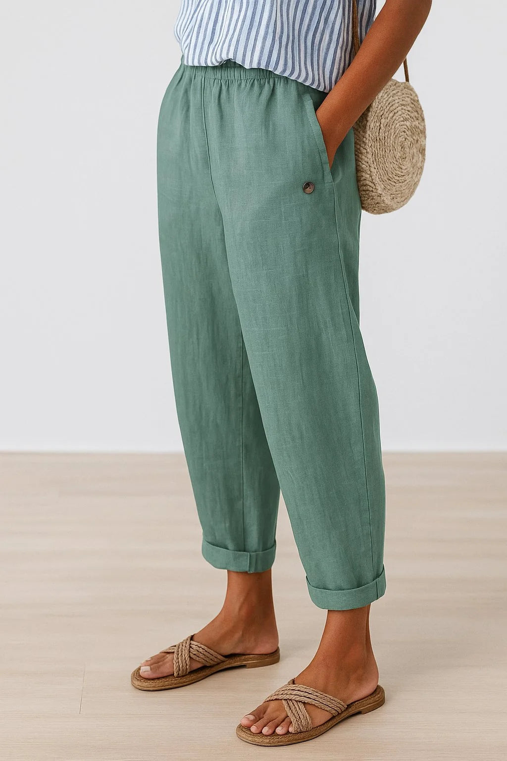 Nuana | Damen Gerade Lockere Bequeme Seitentaschen Hose