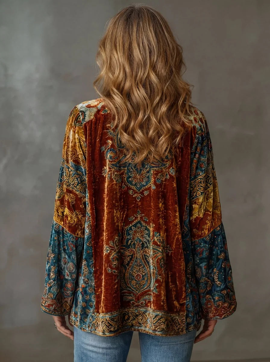 Nuana | Damen Gesteppte Jacke Boho Kimono Leichter Vintage-Schnitt