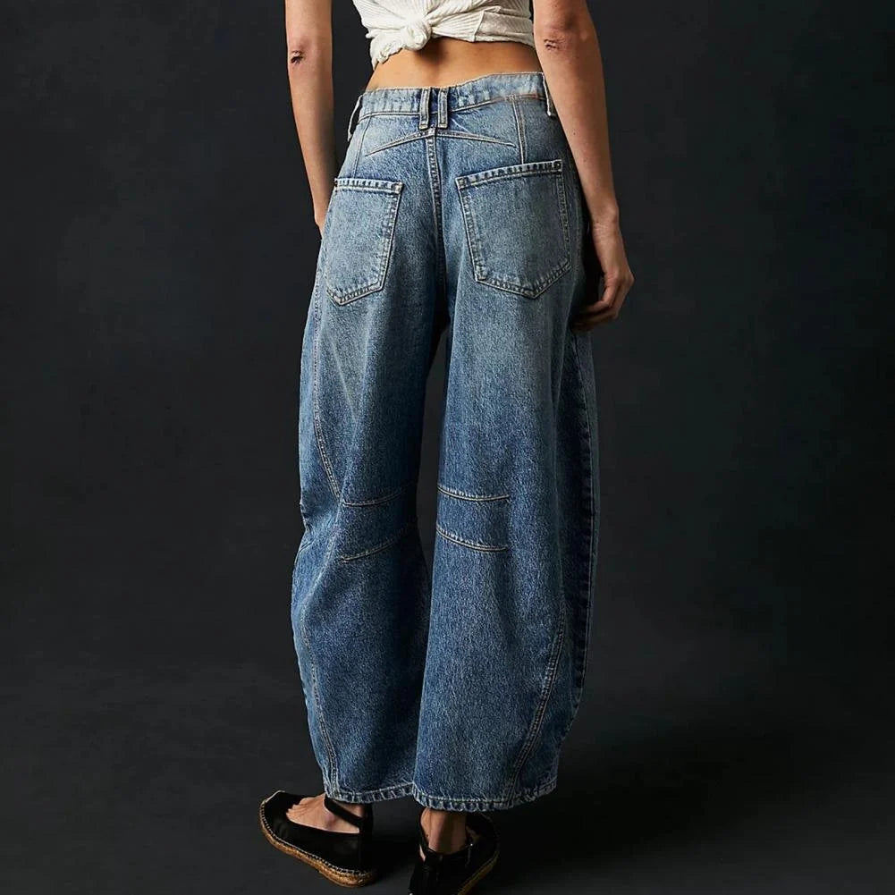 Nuana Damen High-Waist Barrel-Leg Relaxed-Fit Jeans