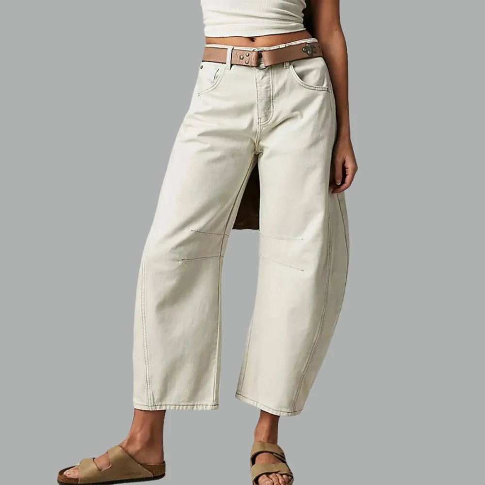 Nuana Damen High-Waist Barrel-Leg Relaxed-Fit Jeans