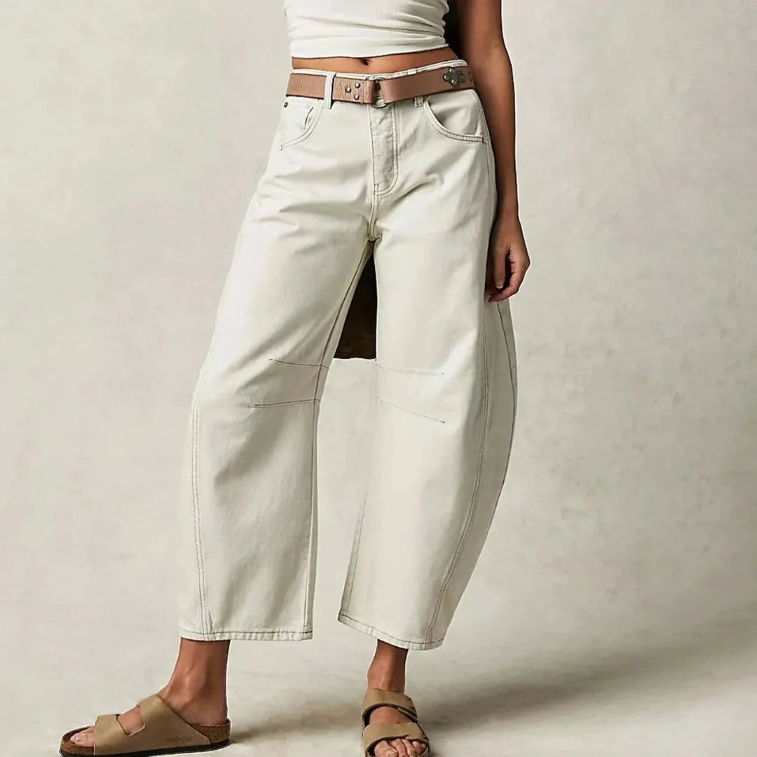 Nuana Damen High-Waist Barrel-Leg Relaxed-Fit Jeans