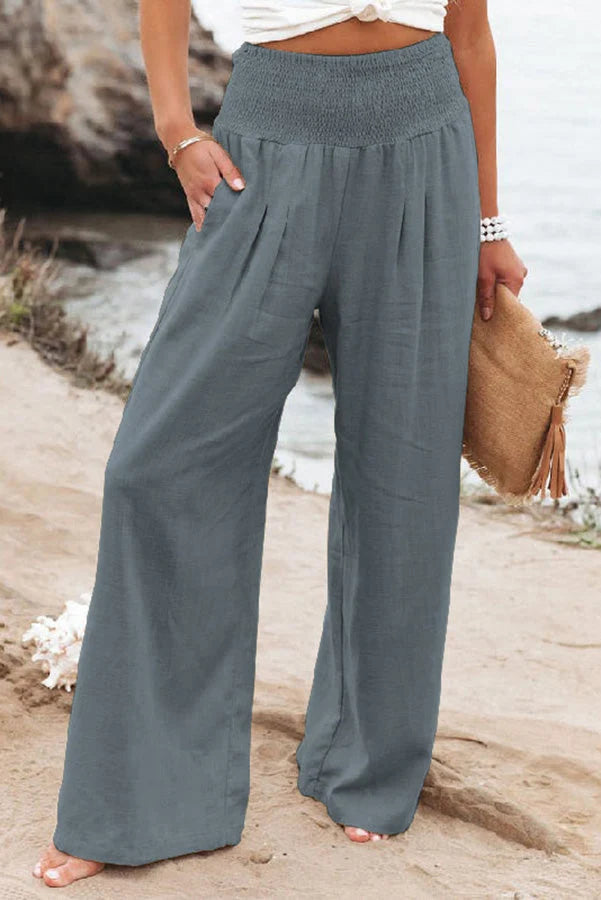 Nuana | Damen High-Waist Hosen mit weitem Bein