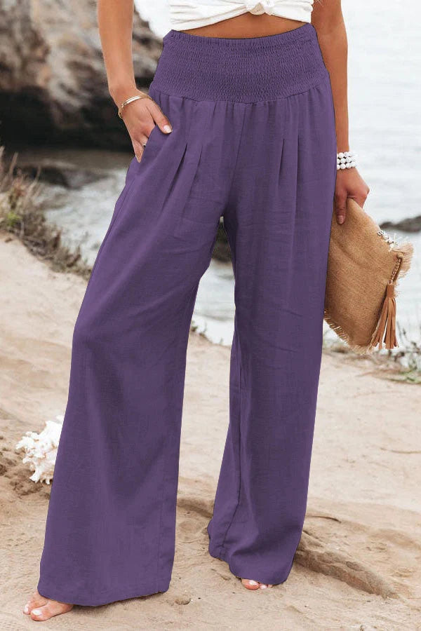 Nuana | Damen High-Waist Hosen mit weitem Bein