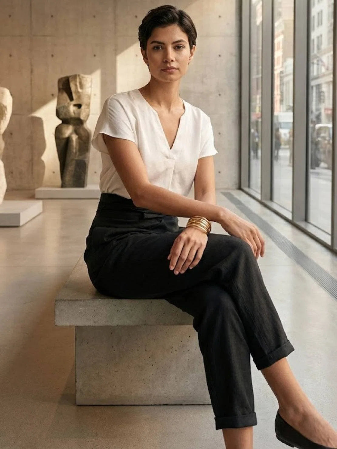 Nuana | Damen Highwaist Wickelhose Cropped Tapered Schleifenbund