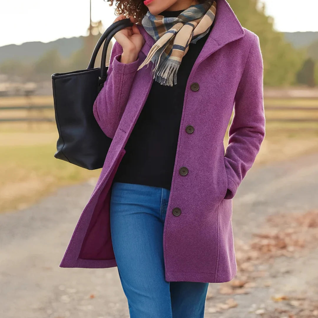 Nuana | Damen Klassischer Wintermantel mit Knopfleiste vorne