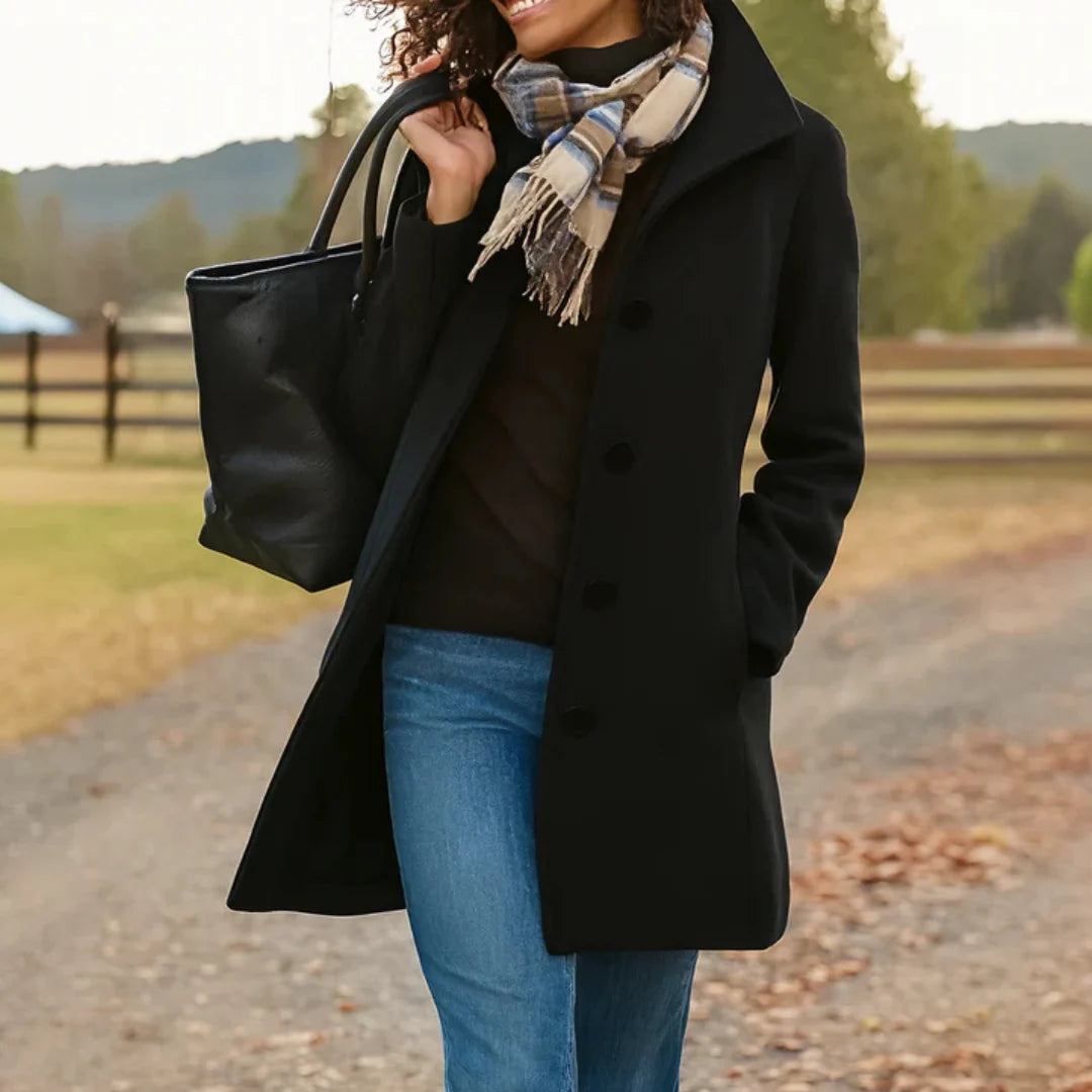Nuana | Damen Klassischer Wintermantel mit Knopfleiste vorne