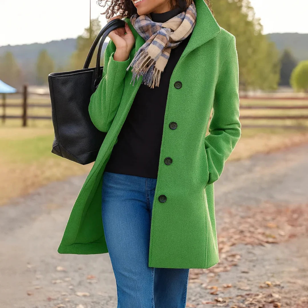 Nuana | Damen Klassischer Wintermantel mit Knopfleiste vorne