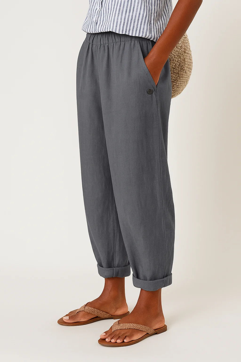 Nuana | Damen Lässige Hose Mit Taschen Und Umschlag