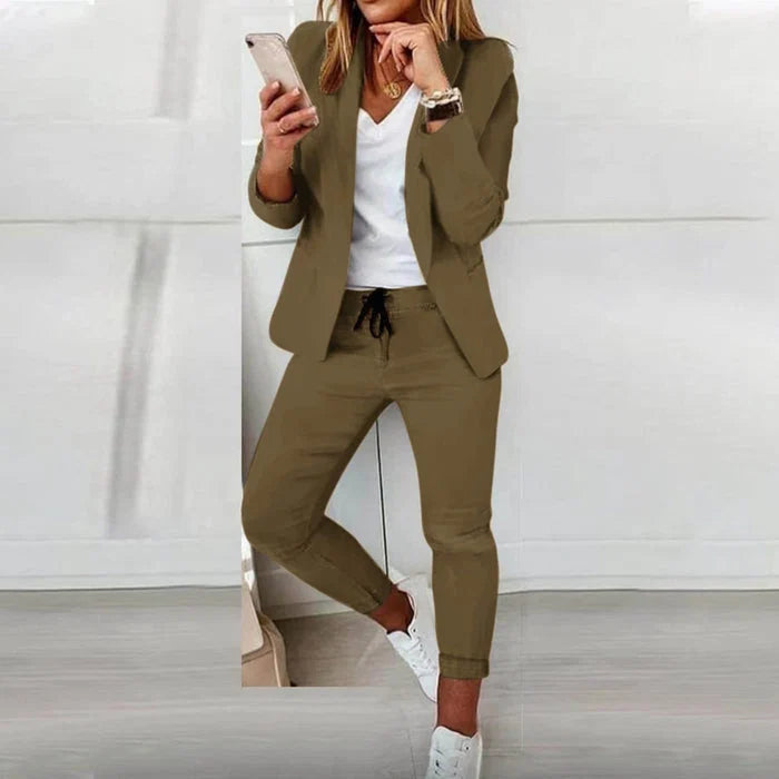 Nuana | Damen Lässiges Blazer und Jogger Set