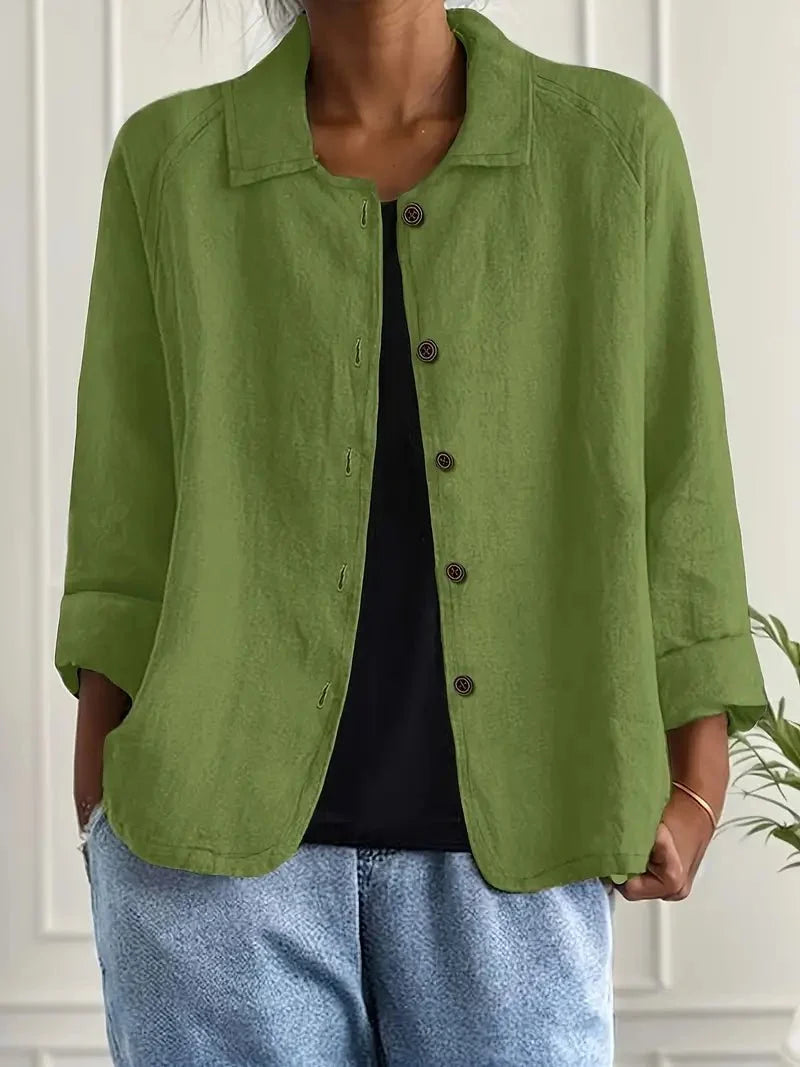Nuana Damen Langarm-Blazer mit Kragen und Knopfleiste Relaxed Fit