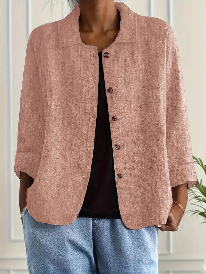 Nuana Damen Langarm-Blazer mit Kragen und Knopfleiste Relaxed Fit