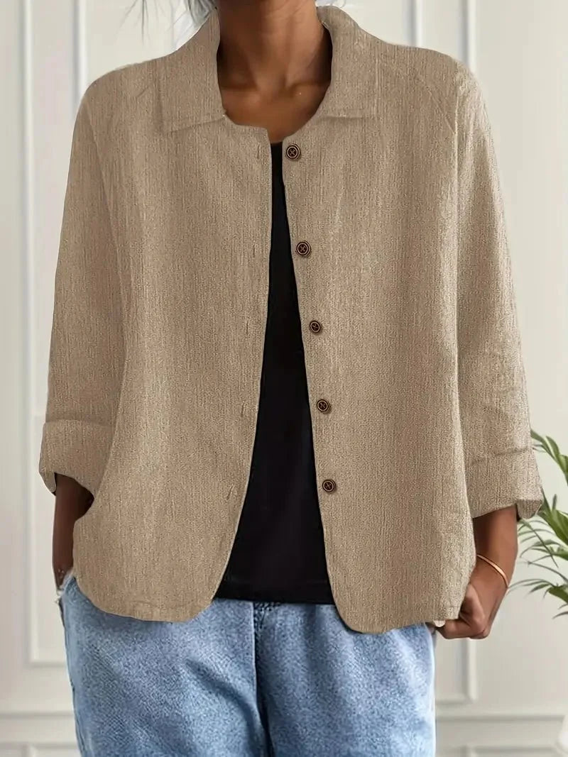 Nuana Damen Langarm-Blazer mit Kragen und Knopfleiste Relaxed Fit