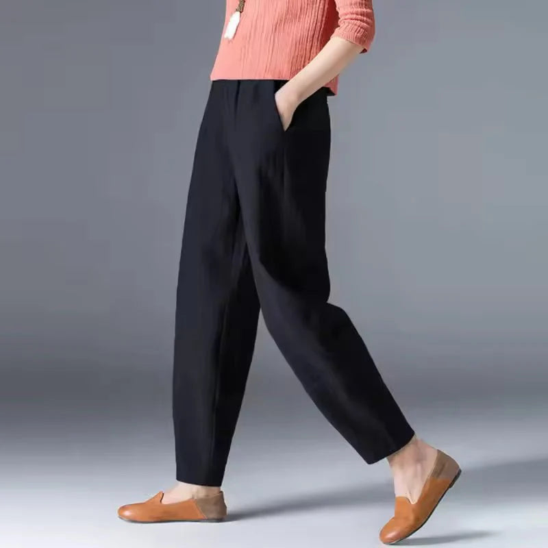 Nuana | Damen Leichte Sommer Relaxed-Fit Knöchellange Hose