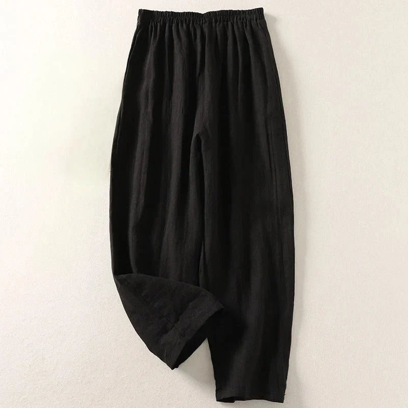 Nuana | Damen Leinen Relaxed-Fit Elastikbund Hose