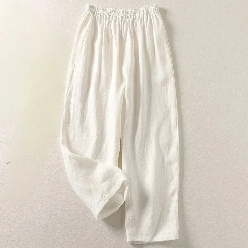 Nuana | Damen Leinen Relaxed-Fit Elastikbund Hose