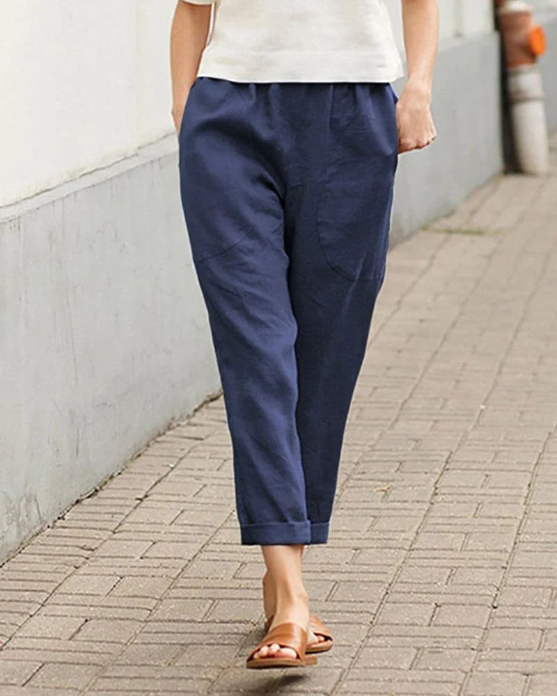 Nuana | Damen Linnen-Baumwoll Relaxed-Fit Harem Hose