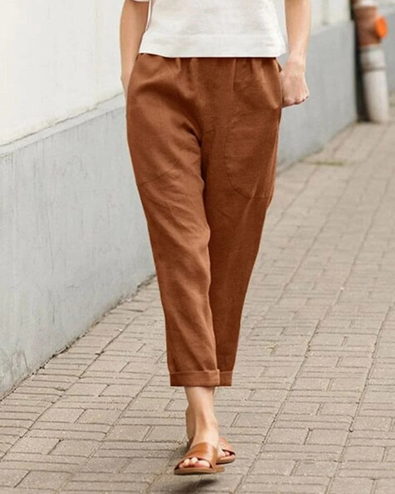 Nuana | Damen Linnen-Baumwoll Relaxed-Fit Harem Hose
