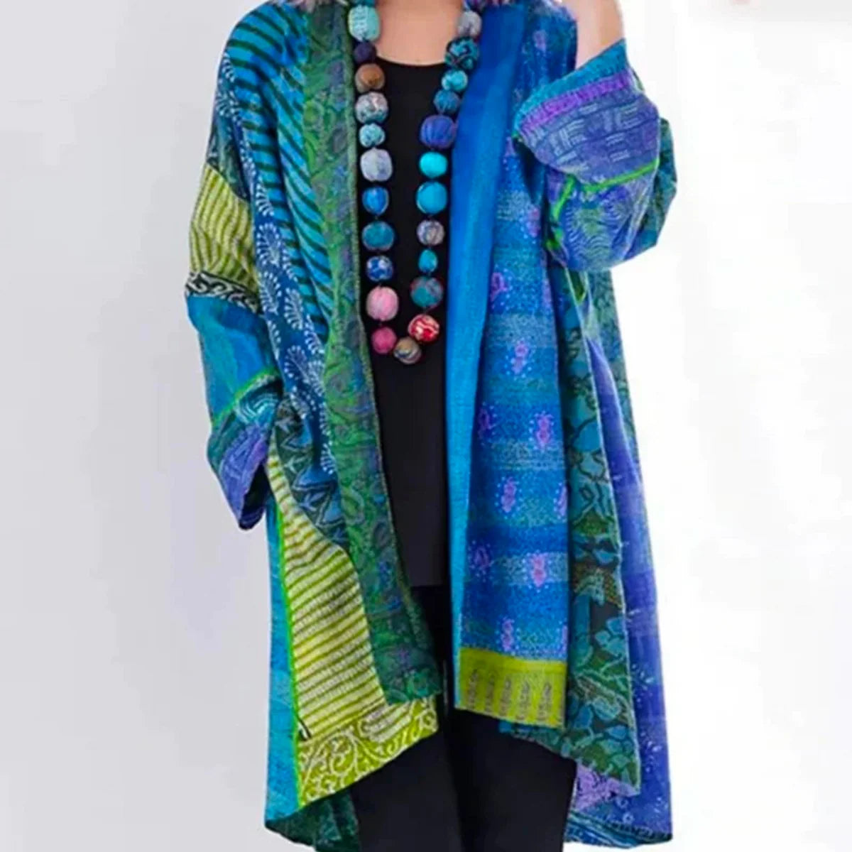 Nuana | Damen Locker Geschnittene Boho-Strickjacke in Duster-Länge