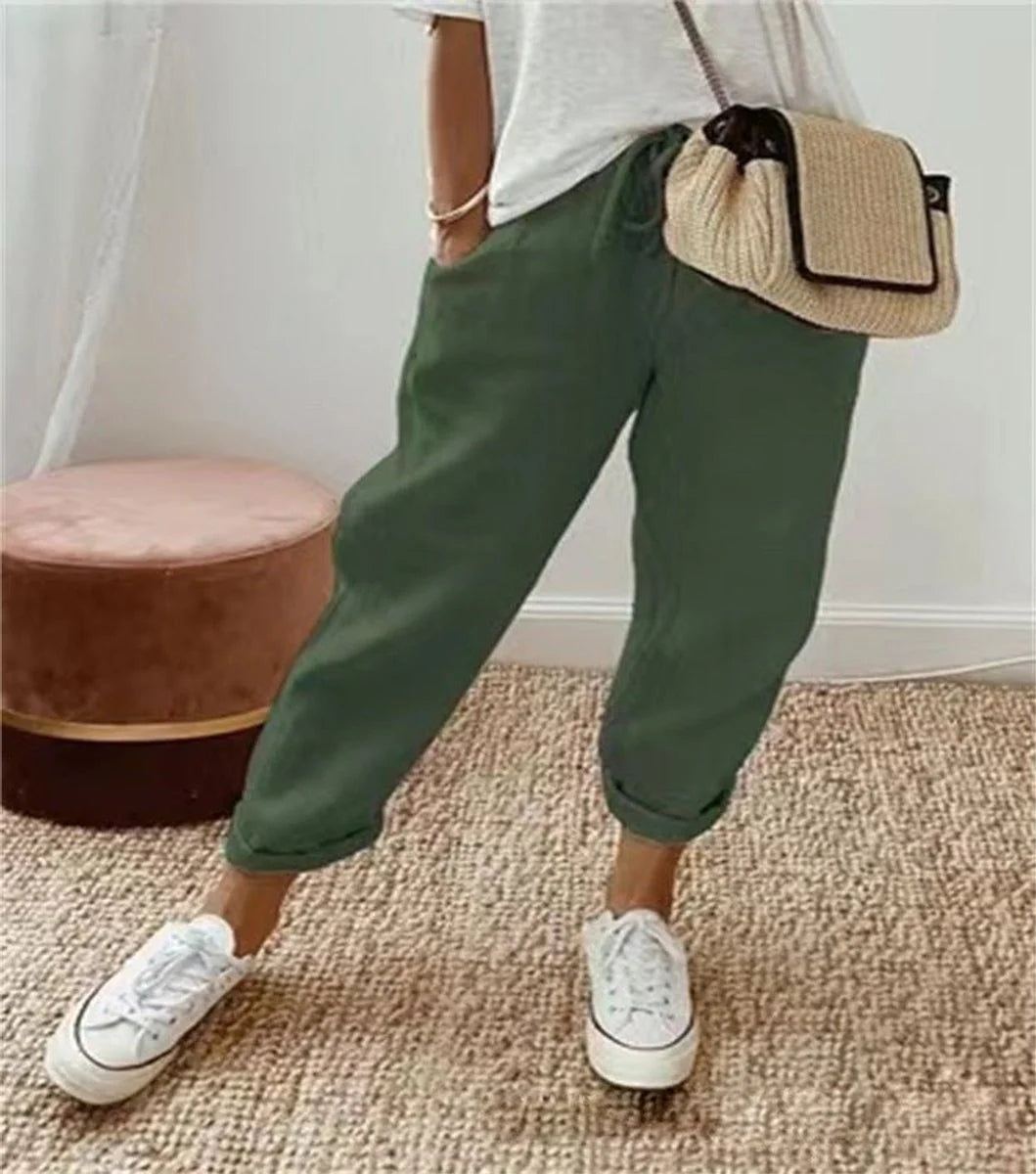 Nuana | Damen Lockere Bindeband-Sommerhose mit Abstraktem Druck