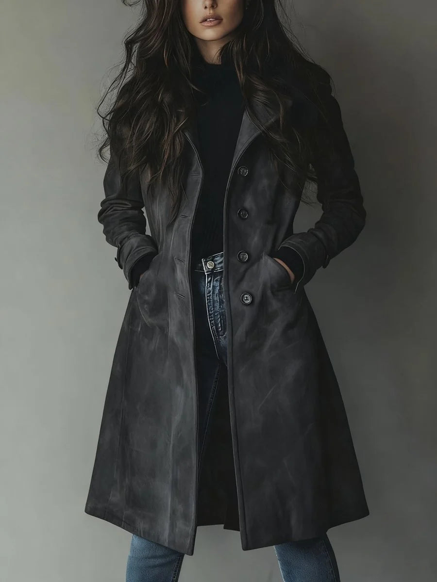 Nuana | Damen Longline Zweireihiger Tailored Trench Coat