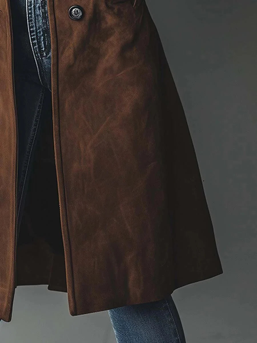 Nuana | Damen Longline Zweireihiger Tailored Trench Coat