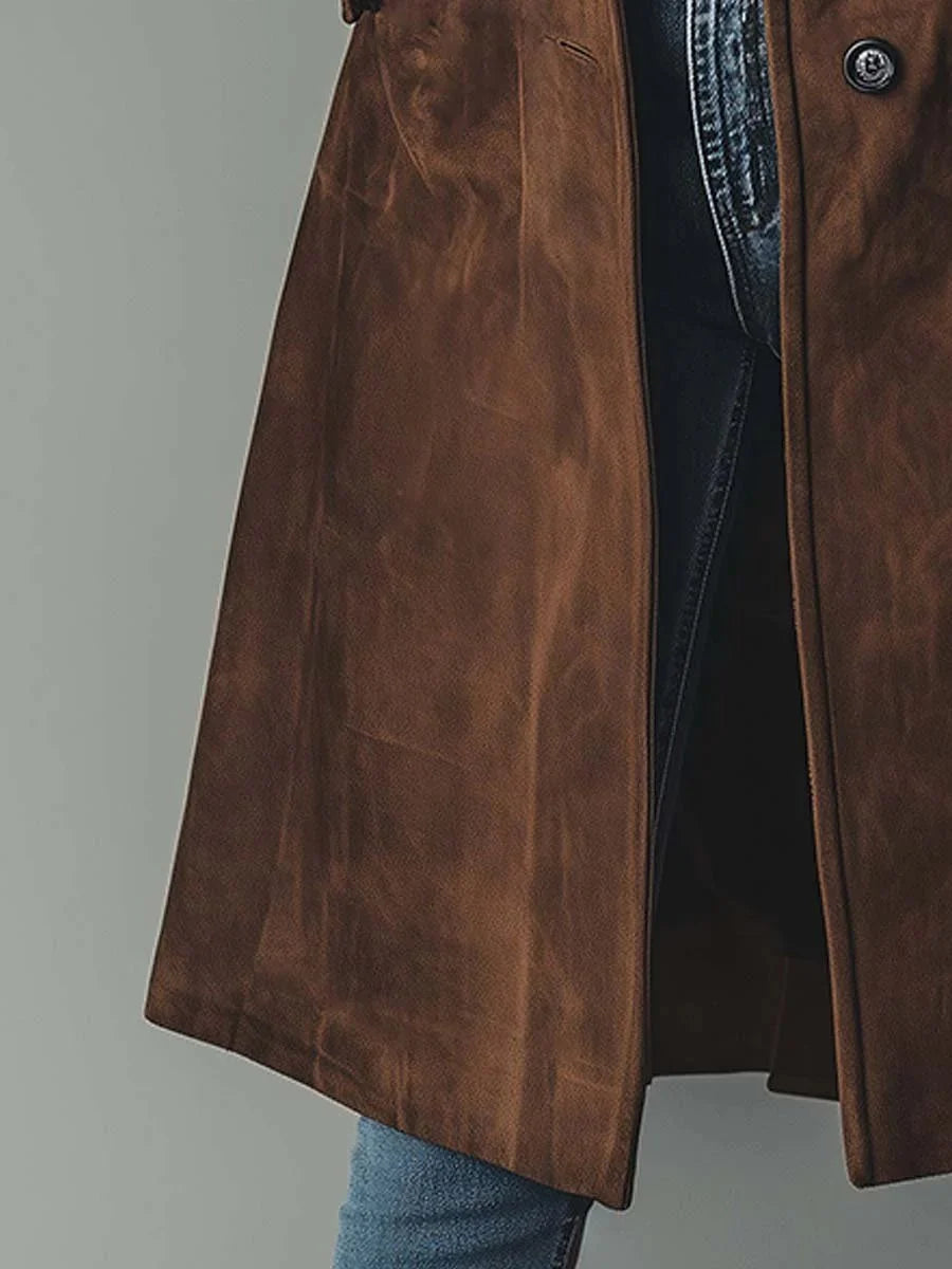 Nuana | Damen Longline Zweireihiger Tailored Trench Coat